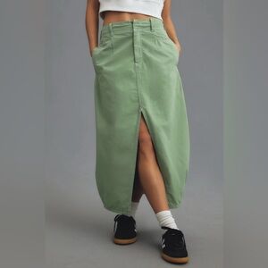 NWT Anthropologie Pilcro Barrel Midi Skirt In Kelly Green Size 14